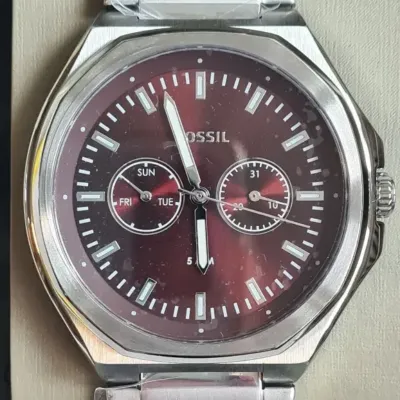 Fossil Analog Burgundy Dial Men's Watch